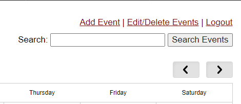 SiteApex Front-end Calendar Admin