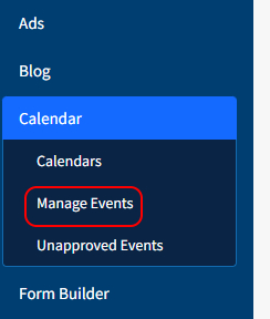 SiteApex Calendar Manage Events