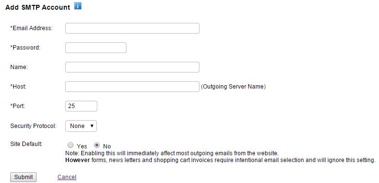 Add SMTP Outgoing Email Settings