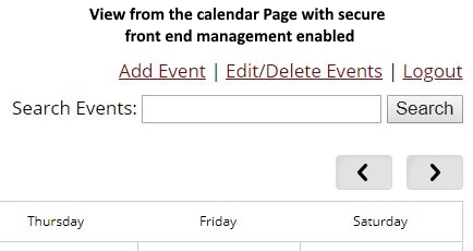 Calendar Front end Submit Manage Events
