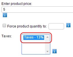 Form Builder Select Tax Product Field