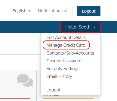 My Help Portal Manage Credit Card