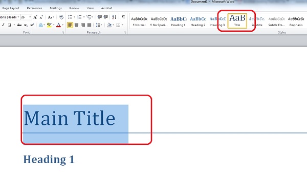 Document structure example in Microsoft Word