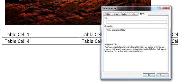 Adding Alt Text to Tables in Microsoft Word