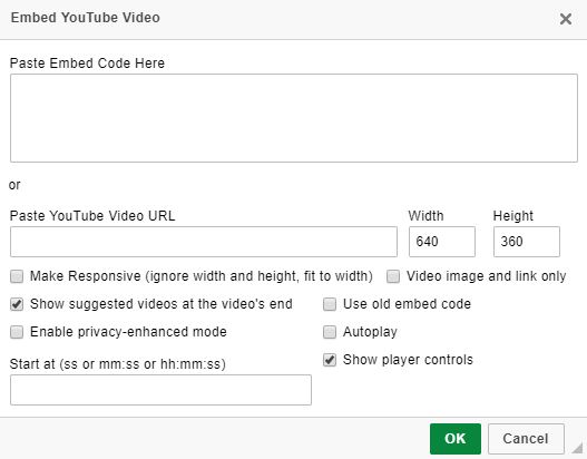SiteApex Youtube Embed Options