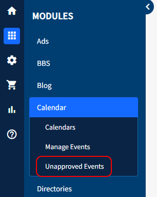 SiteApex 10 Calendar Unapproved Events