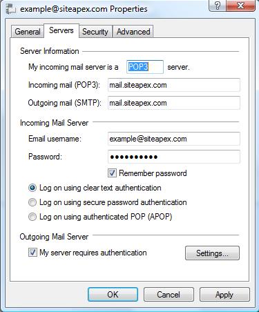 att email server settings for windows live mail