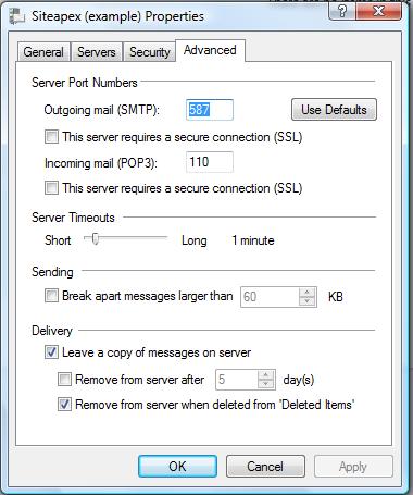 how to change email default settings with windows live